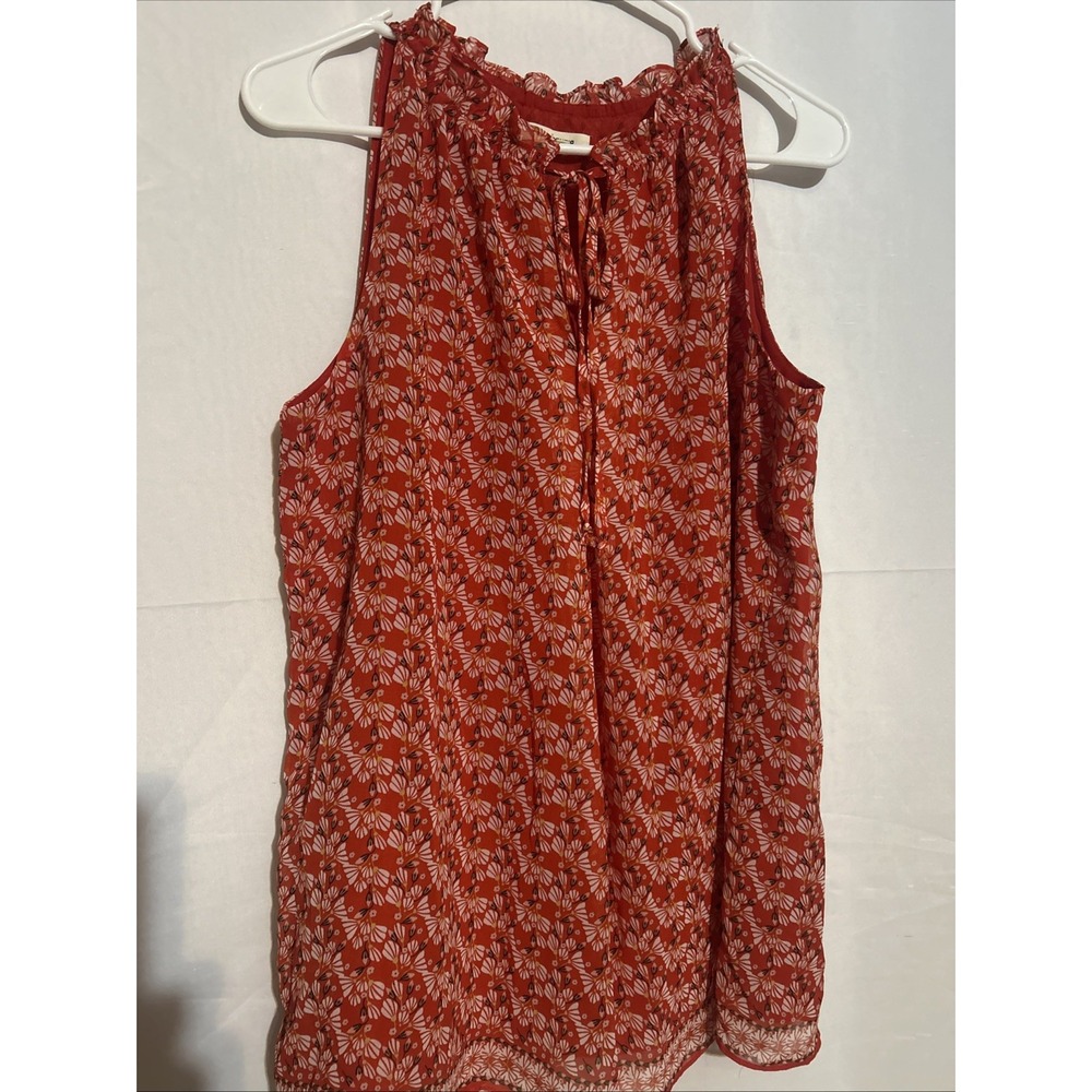 Max Studio Women's Sleeveless Red Boho Blouse Lined Size M